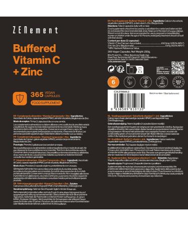 Vitamine C Tamponn e avec Bisglycinate de Zinc - 1000 mg de Vitamine C + 10 mg de Zinc l mentaire par Dose Quotidienne (2 G lules) - PH Neutre Douce pour l Estomac - Syst me Immunitaire - V gan - Buy Online on GoSupps.com