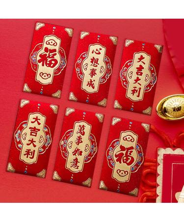 JAYIOLA 6pcs Chinese Lunar New Year Red Envelopes Rectangular Red Package Personalized Red Bag Dragon Year Hong Bao for Graduation Style G - Buy Online on GoSupps.com
