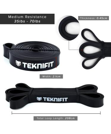 Teknifit Resistance Band - Medium Pull Up Power Band for Full Body Workout - Home Fitness Solution with FREE Exercise Guide Download - Black - Buy Online on GoSupps.com