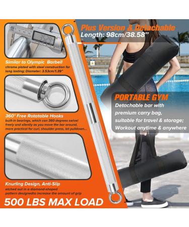 Buy Resistance Band Bar - 500 LBS Strength Training Kit with 4 Heavy Bands | Portable Home Workout Equipment for Chest Press Deadlift Squats and Curls | Detachable Bar (38.58 ) - Silver - Buy Online on GoSupps.com