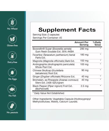 Natura Health Products InflamAway Supplement - Modulate a Healthy Inflammatory Response - Featuring Boswellia Serrata Bromelain Ginger Black Pepper (BioPerine) and Chinese Skullcap (90 Capsules) - Buy Online on GoSupps.com