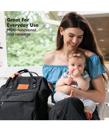 KeaBabies Waterproof Diaper Bag Backpack - Trendy Black | Multi-Function Baby Travel Bag - Buy Online on GoSupps.com