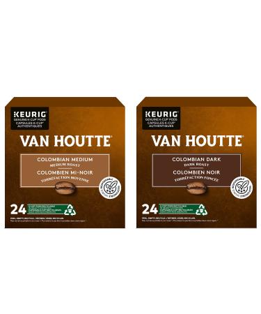 Van Houtte Colombian Medium and Colombian Dark K-Cup Coffee Pods 24 Count For Keurig Coffee Makers