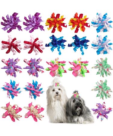 PET SHOW 10pairs Small Dogs Hair Bows with Rubber Bands Curly Yorkie Topknot Cat Puppies Hair Accessories Bowknot Grooming Supplies Flower Floral Style Set A-Floral - Buy Online on GoSupps.com