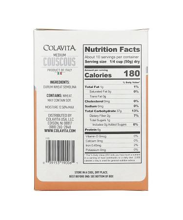 Colavita Medium Couscous 1.1 lb Box - 12 Count Pack of 1 | Authentic Mediterranean Pasta - Buy Online on GoSupps.com