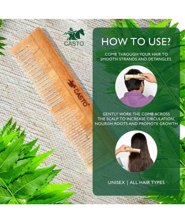 CASTO Organic Pure Neem Handmade Neem Wood Comb for Men and Women Pack of 2 (Neem Comb + C) - Buy Online on GoSupps.com