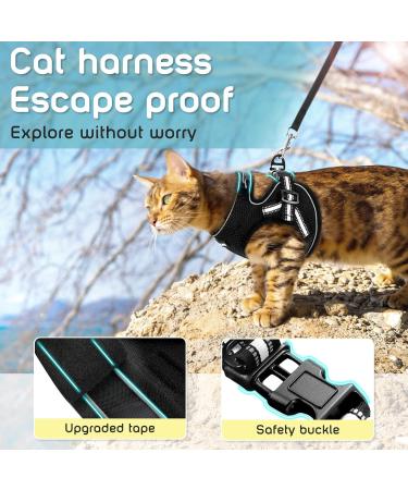 AOKCATS Escape Proof Cat Harness and Leash Set - Reflective Strips, Adjustable Comfort - Small Cat, Kitten - Black, Medium - Buy Online on GoSupps.com