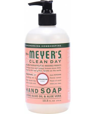 Mrs. Meyer's Geranium Hand Soap 12.5 fl. oz - Pack of 6 | Biodegradable Formula with Essential Oils - Buy Online on GoSupps.com