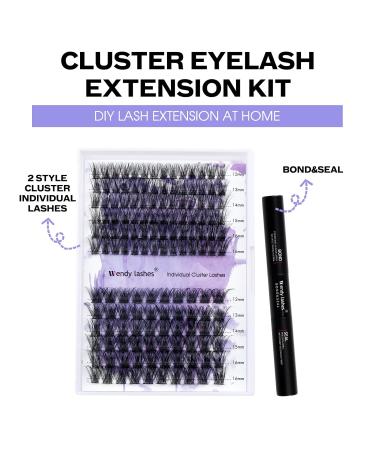 Premium DIY Lash Extension Set | Cluster Lashes Kit with Bond & Seal (C3+C9 D Curl 12-16mm) - International Shipping Available - Buy Online on GoSupps.com