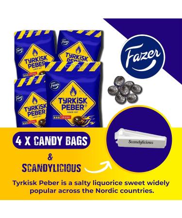 Tyrkisk Peber Original from Fazer - Salmiak & Pepper Candy - 4 x 120g Bags of Finnish Salmiakki - Salty & Delicious Treats - Buy Online on GoSupps.com