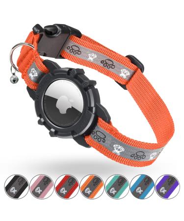 Airtag cat neck band jiarui reflective Air day cat neck band GPS cat neck band with adjustable and bell integrated Apple Air day cats collar suitable for cats puppies xs 7-9 inch (13-23cm) orange - Buy Online on GoSupps.com