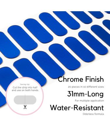 Nailog Sapphire Blue Nail Foils - 20PC Self-Adhesive UV Hardening Nail Stickers | Long-Lasting Fingernail Gel Strips | Perfect Gift for Women Girlfriends & Mother's Day - Buy Online on GoSupps.com