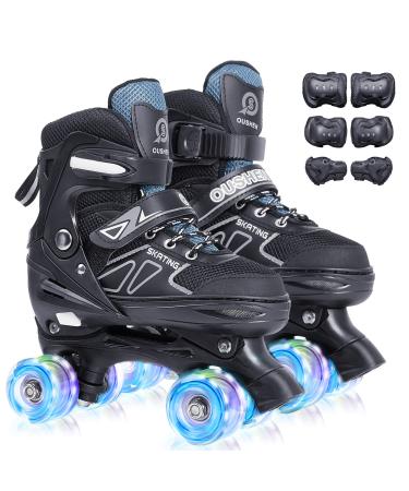 CELETOY Kids Roller Skates, Adjustable Size Girl Roller Skates for Kids Beginner, Toddlers Roller Skate with 8 Light Up Wheels, Outdoor Roller Skating for Boys, Girls, Skating Shoes for Ages 3-12 Medium white