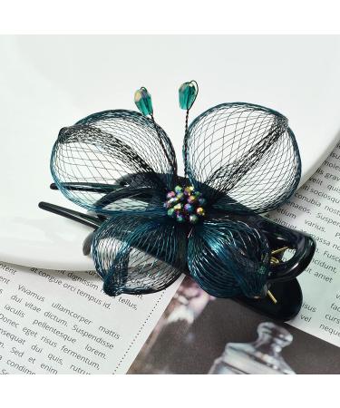 Mistofu Large Hair Barrette Clip - Handmade Copper Wire, Fancy Wedding Accessory for Thick Hair in BLUE - Buy Online on GoSupps.com