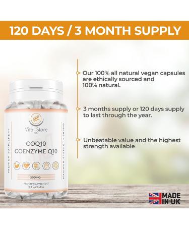 CoQ10 300mg - 120 Vegan Capsules | High Strength CoEnzyme Q10 Supplement | UK Made - Buy Online on GoSupps.com