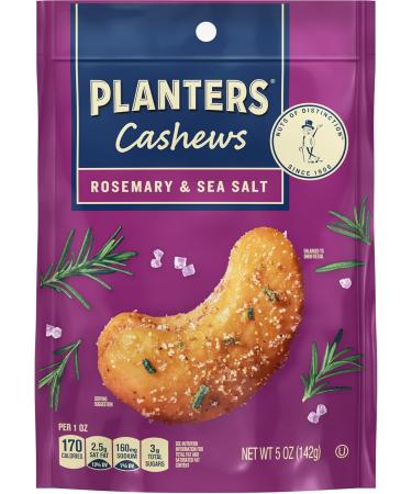 PLANTERS Cashews Rosemary & Sea Salt Party Snacks 5 oz (Pack of 2) Bundle With a Snack Scout Lunch Bag - Buy Online on GoSupps.com