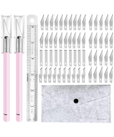 Craft Hobby Knife , Exacto Knife , 2 Knives and 60 Blades with a Bag , Precision Cutter Knife for Cutting Carving Scrapbooking Stencil , Pink - Buy Online on GoSupps.com