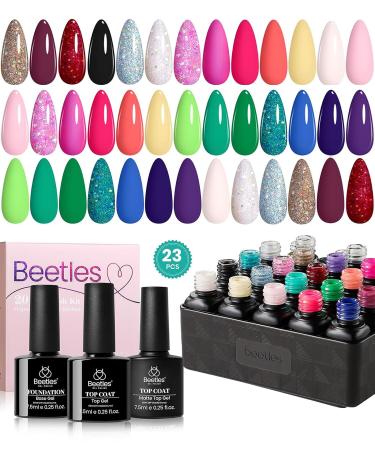 Beetles Gel Polish 20 Colors Gel Nail Polish Luxury Club Collection with Glossy & Matte Top Coat and Base Coat Red Green Purple Soak Off Shiny Blue Glitter Gel Nail A-Luxury Club