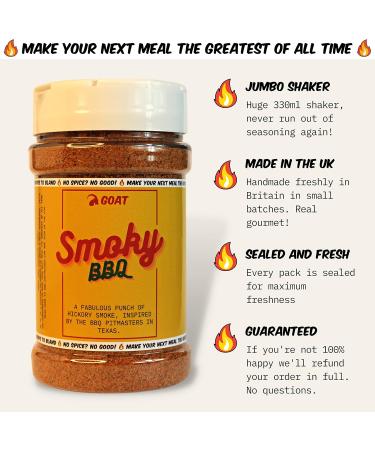 Smoky BBQ Seasoning Blend & Rub - perfect for meat seafood and vegetables. Extra-large 225g Shaker. Gourmet taste of American Texas Barbecue. Artisan Spice Mix. - Buy Online on GoSupps.com