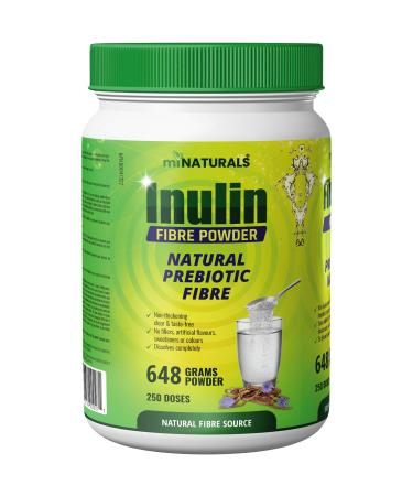 Pure Inulin Fiber Powder Natural Prebiotic Fibre Supplement Clear and Taste Free Increases good bacteria Chicory Root - 250 DOSES - 648 grams - by miNATURALS