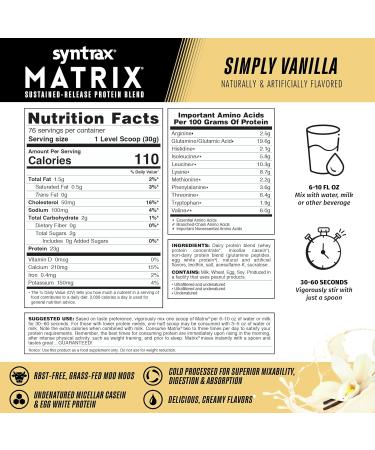 Buy Syntrax Nutrition Matrix Protein Powder - Simply Vanilla 5 lbs | Sustained-Release Protein Blend for Optimal Results - International Shipping Available - Buy Online on GoSupps.com
