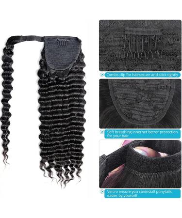 MINGDU Fake Hair Bun Deep Wavy Ponytail Wig Bun 8-24 Inch Wrap Around Ponytail Extensions Black Brazilian Real Hair for Black Women Hair Accessories (Color : Black Size : 10inch(80g)) 10inch(80g) Black - Buy Online on GoSupps.com