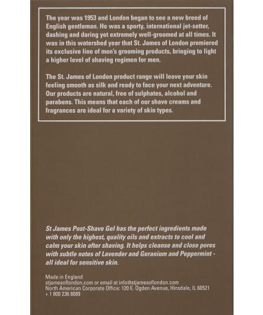 St James of London Lavender & Geranium Post Shave Gel - 3.4oz | Soothing Aftershave for Men | Shop Internationally - Buy Online on GoSupps.com