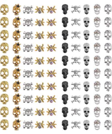 100pcs/set 3D Halloween Nail Art Skeleton Nail Alloy Nail Decoration Vintage Skeleton Nail Art Jewelry Halloween Nail Art Jewelry - Buy Online on GoSupps.com