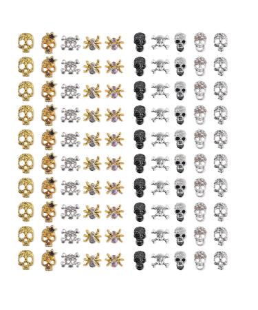 100pcs/set 3D Halloween Nail Art Skeleton Nail Alloy Nail Decoration Vintage Skeleton Nail Art Jewelry Halloween Nail Art Jewelry