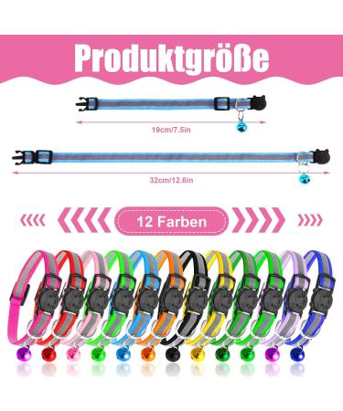 Tonyg-P Reflective Cat Neck Bands - 12 Adjustable Pieces with Bells & Safety Closure (19-32cm) - Perfect for All Domestic Cats - Buy Online on GoSupps.com