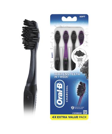 Oral-B Charcoal Toothbrush Whitening Therapy, Soft 4ct