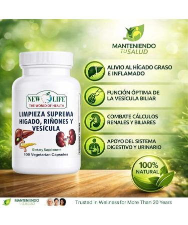 Manteniendo Tu Salud New Life Limpieza Suprema H gado Ri ones y Vesicula Healthy Liver Dandelion Root Milk Thistle Extract 100 Capsules - Buy Online on GoSupps.com