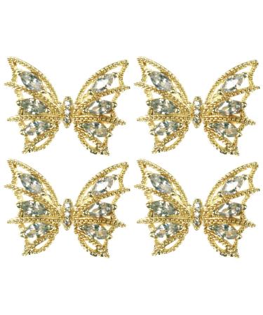 Tinsow 4 Pcs Nail Diamond Metal Nail Art Butterfly Jewelry Crystal Strass Moving Wings Butterfly Nail Diamond Stones Wedding Charms Accessories (Gold) - Buy Online on GoSupps.com
