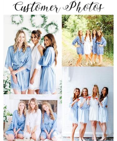 BESDEL Women's Satin Silk Bathrobe - V-Neck Kimono Robe M Air Blue - Buy Online on GoSupps.com