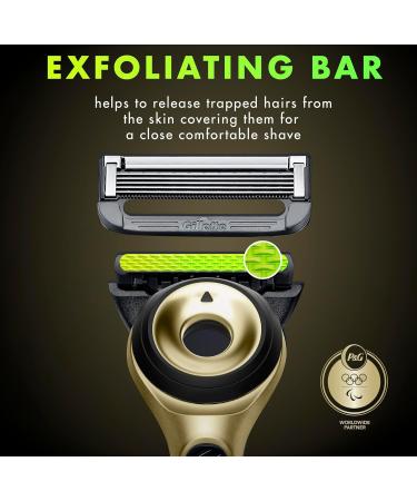 Buy GilletteLabs Exfoliating Bar Razor for Men - Champion Gold Edition | Premium Magnetic Stand & Refills - International Shipping Available - Buy Online on GoSupps.com