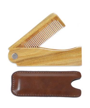 Onedor Handmade 100% Natural Green Sandalwood Fine Tooth Wooden Comb for Men Hair Beard and Mustache Styling (Folding Pocket Comb) - Buy Online on GoSupps.com