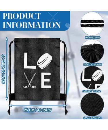 Hockey Drawstring Bag Set - 12 Pcs | Field Hockey Gift Bags for Party Favors, Sports, Gym | 7 x 10 Inch Ice Hockey Design - Buy Online on GoSupps.com