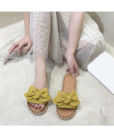 HSYHKDSY Women's Yellow Glitter Flat Sandals - Elegant Summer Shoes | Comfortable Holiday Casual Footwear 5.5 UK - Buy Online on GoSupps.com
