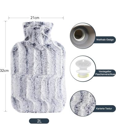 Samply 2L Hot Water Bottle with Furry Navy Blue Cover - Warmth & Comfort for All Seasons - Buy Online on GoSupps.com