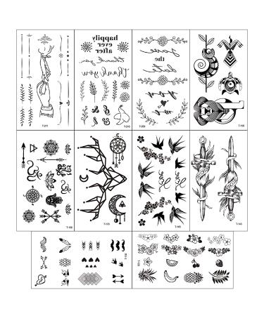 Konsait 30 Sheets Black Tiny Waterproof Temporary Tattoos for Women Men Kids - Fake Body Art Sticker Set - Buy Online on GoSupps.com