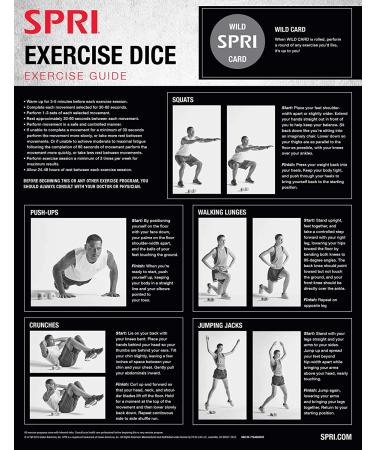 SPRI Exercise Dice for Group Fitness & Classes - Includes Push Ups, Squats, Lunges, Jumping Jacks, Crunches & Wildcard - with Carrying Bag - Buy Online on GoSupps.com