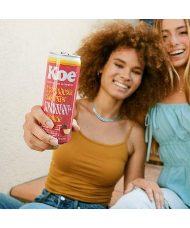 Organic Koe Kombucha Cans - Strawberry Lemonade | 12 oz Pack of 12 | Sparkling Probiotic Drink with Vitamin C - Buy Online on GoSupps.com