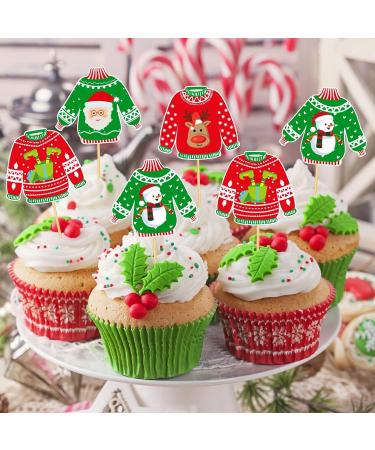 32 Pieces Ugly Sweater Cupcake Toppers Christmas Cupcake Toppers Christmas Ugly Sweater Themed Party Decoration Cupcake Topper for Christmas Party Decorations Supplies - Buy Online on GoSupps.com