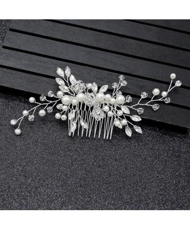 Bridal Flower Side Hair Clips Clysburtuony Pearl Hair Pieces Comb Bridal Headpiece for Brides Hair Comb Wedding Prom Birthday Party Hair Accessories (Style-A) - Buy Online on GoSupps.com