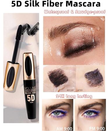 Brown Waterproof Mascara for Eyelashes 5D Silk Fiber Mascara with Folding Eyelash Comb Brush Liquid Colored Mascara Lash Extensions Volumizing and Thick Smudge-proof Long Lasting Party Stage Use - Buy Online on GoSupps.com