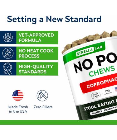 STRELLALAB No Poo Chews for Dogs | Stop Stool Eating | Digestive Enzymes & Gut Health | Chicken Liver Flavor - 120 Chews - Buy Online on GoSupps.com