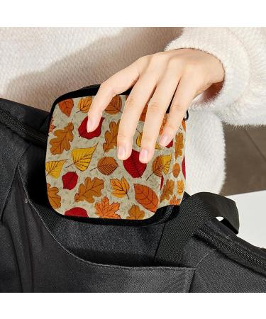 GIAPB Period Bag Sanitary Napkin Storage Pad Holder | Autumn Leaves Orange Color - Buy Online on GoSupps.com