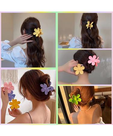 Hair Claw Clips Matte Flower Large Clips For Women Thick Hair Strong Hold Hair Clip for Women Girls Non-Slip Hair Accessories Neutral Colors Square and Tiny Flowers Clips 4Pcs - Buy Online on GoSupps.com