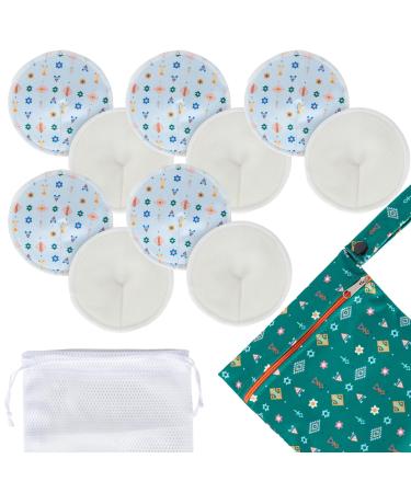Washable Reusable Nursing Pads for Breastfeeding - Organic Breast Pads with Laundry Bag & Waterproof Carrying Bag - Soft Ultra Absorbent Postpartum Pads - 5 Pairs