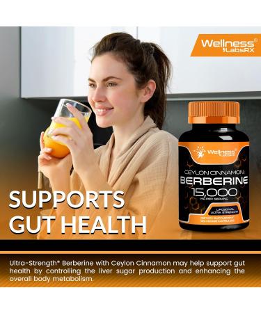 WELLNESS LABSRX Berberine 15 000mg - Third-Party Tested Berberine Supplement HCL with Ceylon Cinnamon Black Pepper Extract and Apple Cider Vinegar Heart Support Capsules - 120 Capsules - Pack of 1 120 Count (Pack of 1) - Buy Online on GoSupps.com
